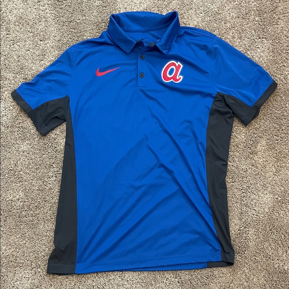 Blue and Black Polo Shirt with Atlanta Braves Logo
